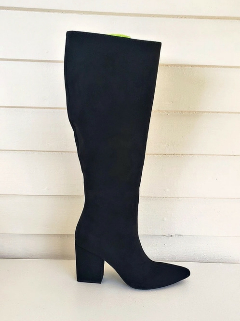 On 34th Black Classic Knee-High Heeled Faux Suede Boots Size 6